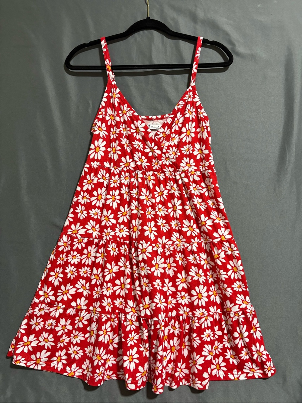 Hollister Red Daisy Print Sundress with White & Yellow Flowers
